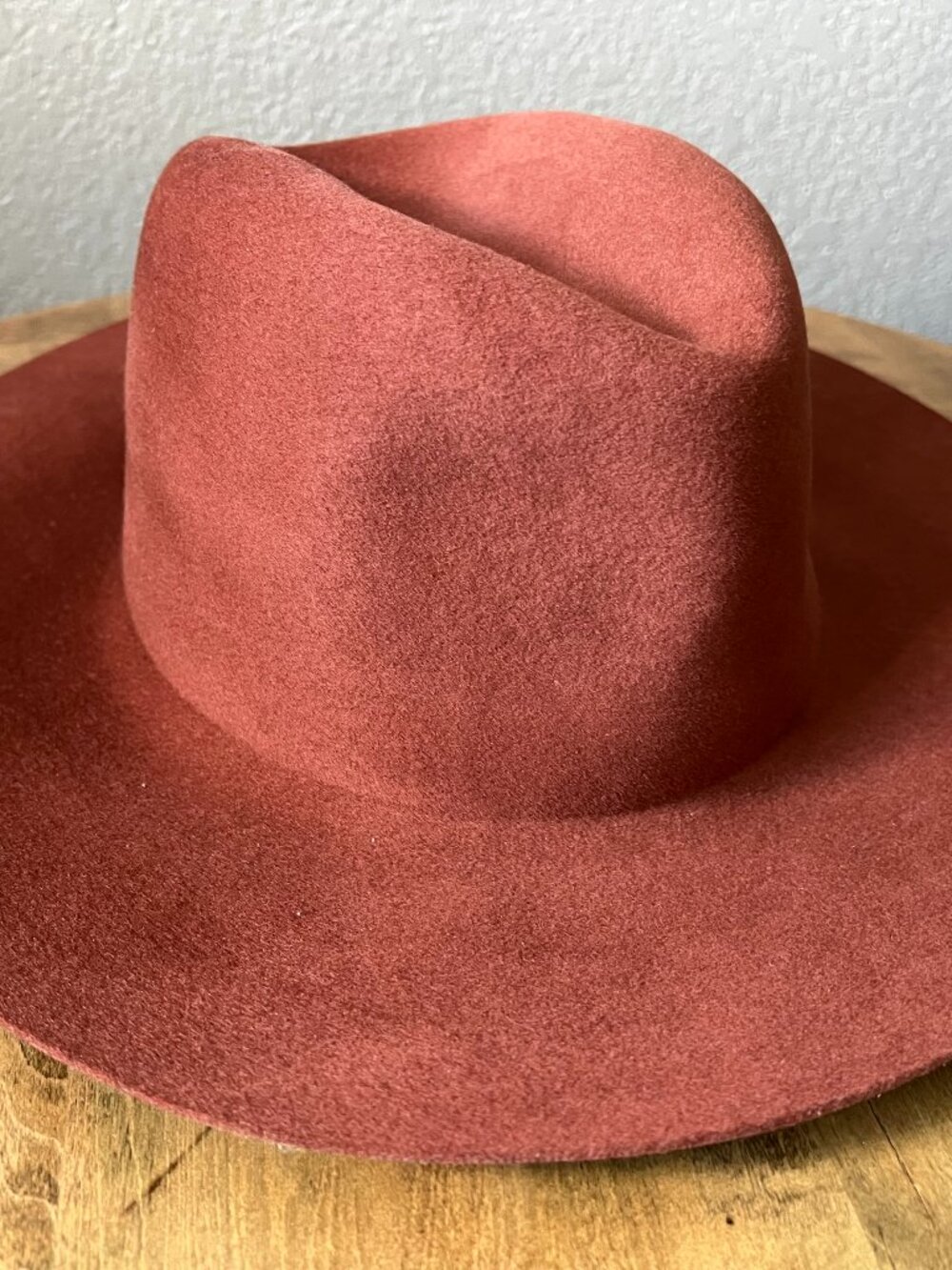 NWT Janessa Leoné Caden B Wool Wide Brim Fedora Hat Rust Orange Brown Size L